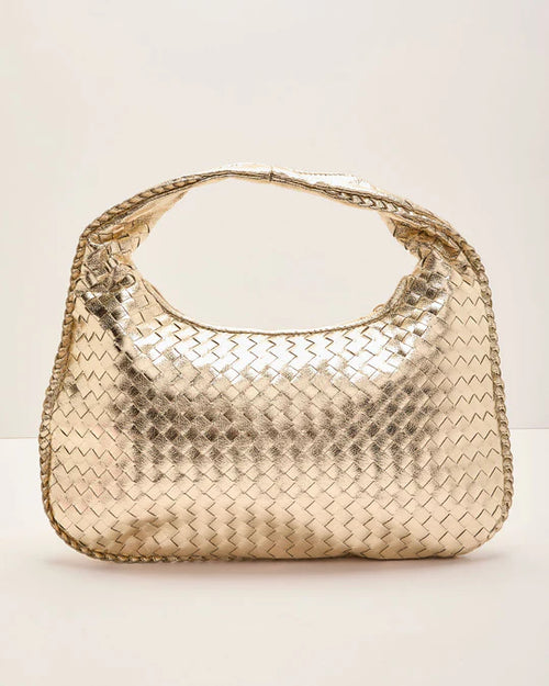 Capri Nights Metallic Woven Vegan Leather Shoulder Bag