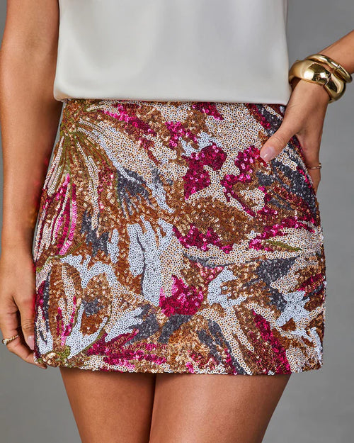 Blossom Joy Embellished Floral Mini Skirt