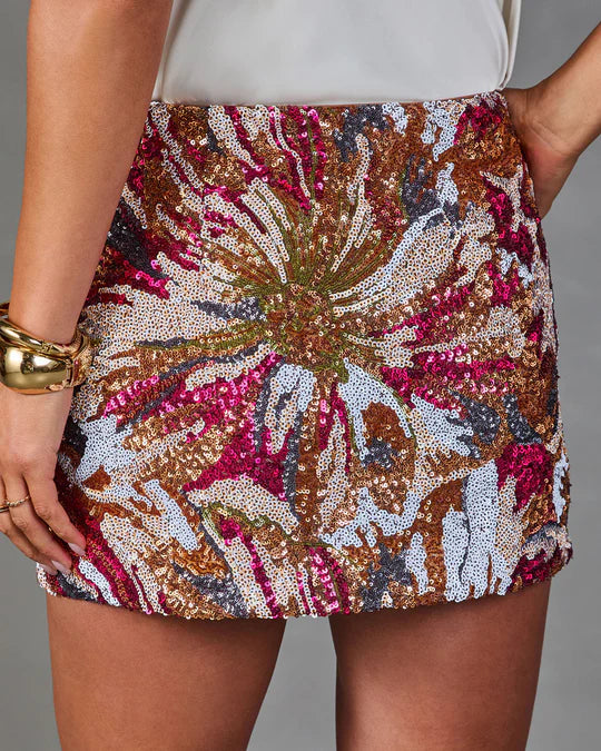 Blossom Joy Embellished Floral Mini Skirt