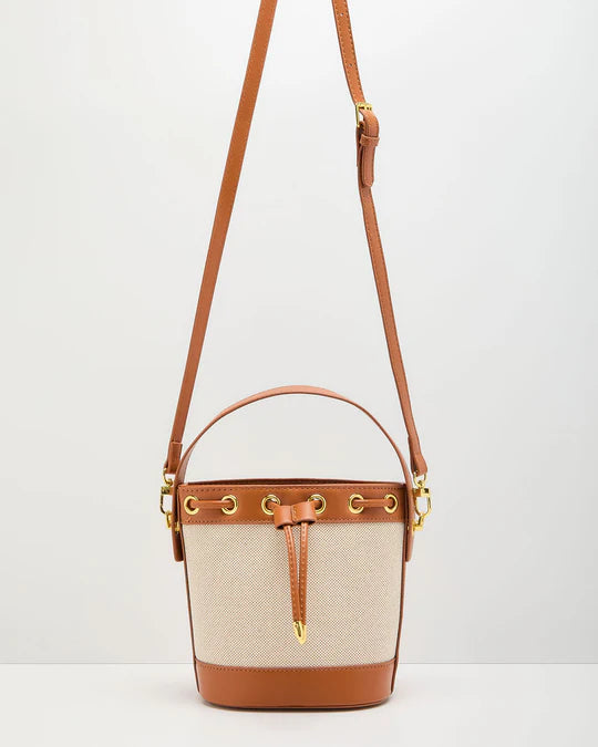 Shoreline Stroll Canvas Vegan Leather Bucket Bag