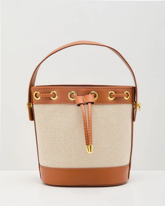 Shoreline Stroll Canvas Vegan Leather Bucket Bag