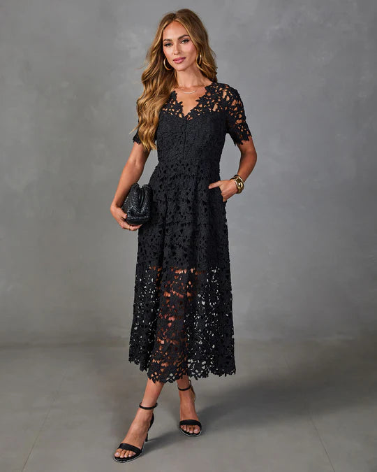 Garcelle Floral Lace Midi Dress