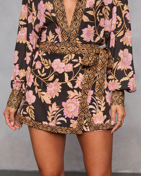 Ivy Embrace Floral Wrap Mini Skort