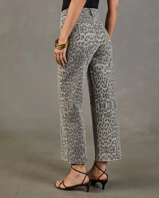 Jonnie Rigid High Rise Wide Leg Animal Print Jeans